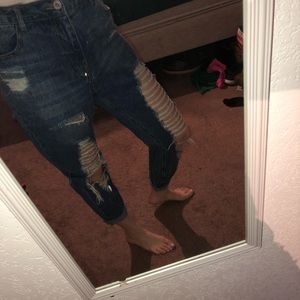 Distressed mom jeans